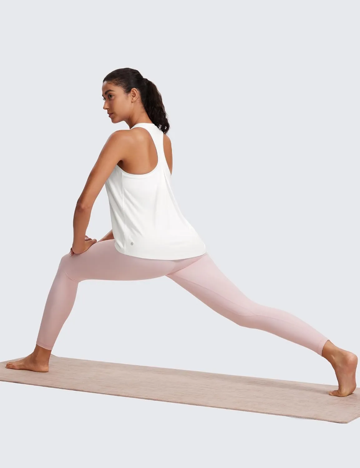CRZ YOGA Womens Racerback Yoga Tank Tops High Crewneck Soft Casual Workout Sleeveless Flowy Shirts