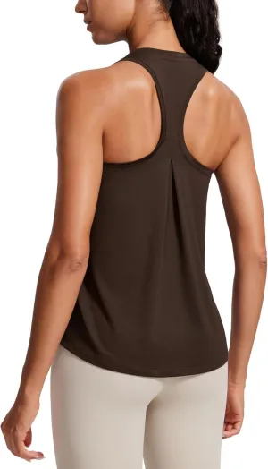 CRZ YOGA Womens Racerback Yoga Tank Tops High Crewneck Soft Casual Workout Sleeveless Flowy Shirts