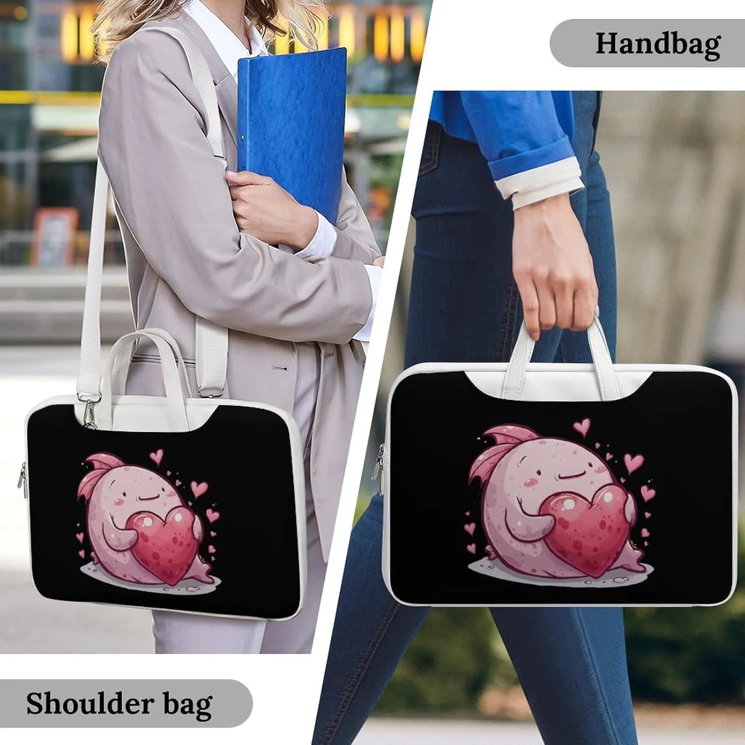 Cute Blobfish Hearts Laptop Tote Bag Waterproof Computer Carrying Case Business Office Briefcase