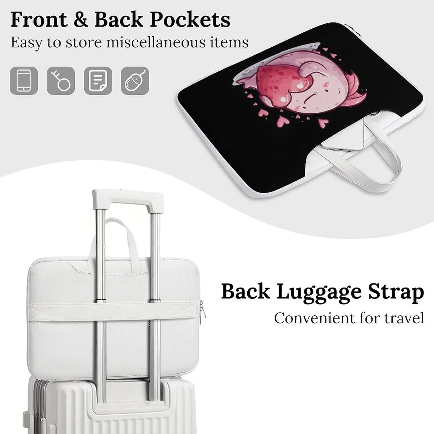 Cute Blobfish Hearts Laptop Tote Bag Waterproof Computer Carrying Case Business Office Briefcase