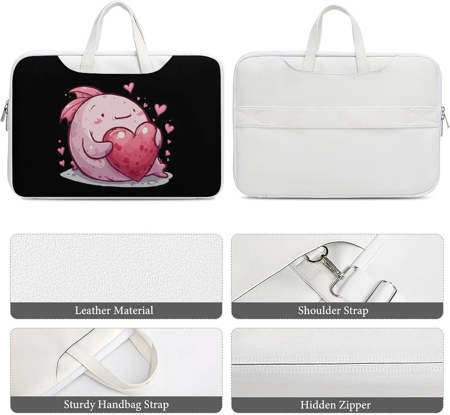 Cute Blobfish Hearts Laptop Tote Bag Waterproof Computer Carrying Case Business Office Briefcase