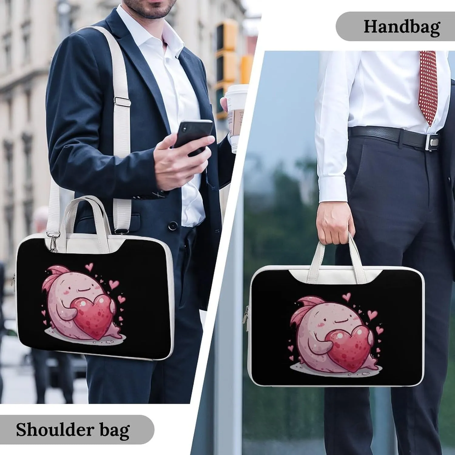 Cute Blobfish Hearts Laptop Tote Bag Waterproof Computer Carrying Case Business Office Briefcase