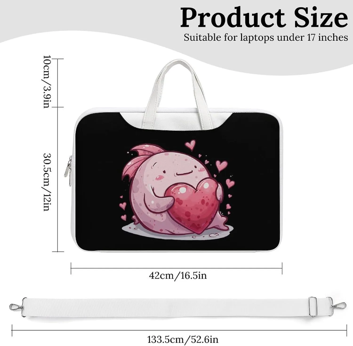 Cute Blobfish Hearts Laptop Tote Bag Waterproof Computer Carrying Case Business Office Briefcase