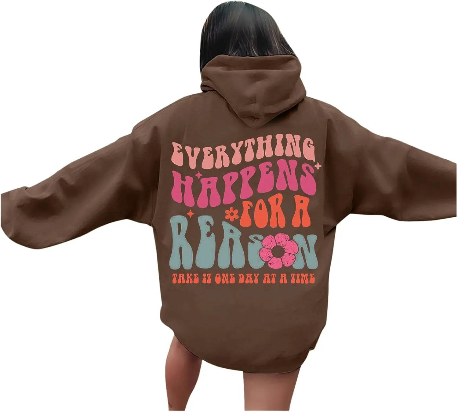 Cute Hoodies for Women Hooded Preppy Sweatshirt Pink Hoodie Oversized Letter Print Graphic Hoodies