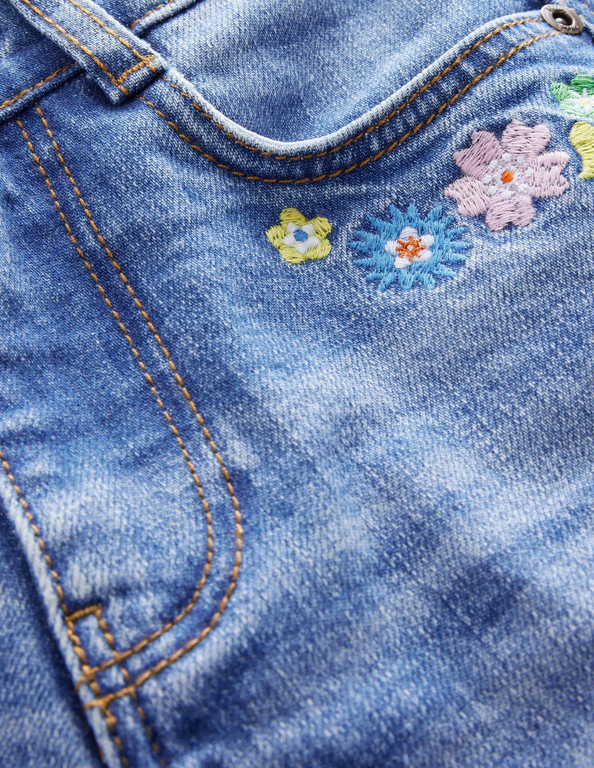 Denim Shorts-Light Vintage Flowers
