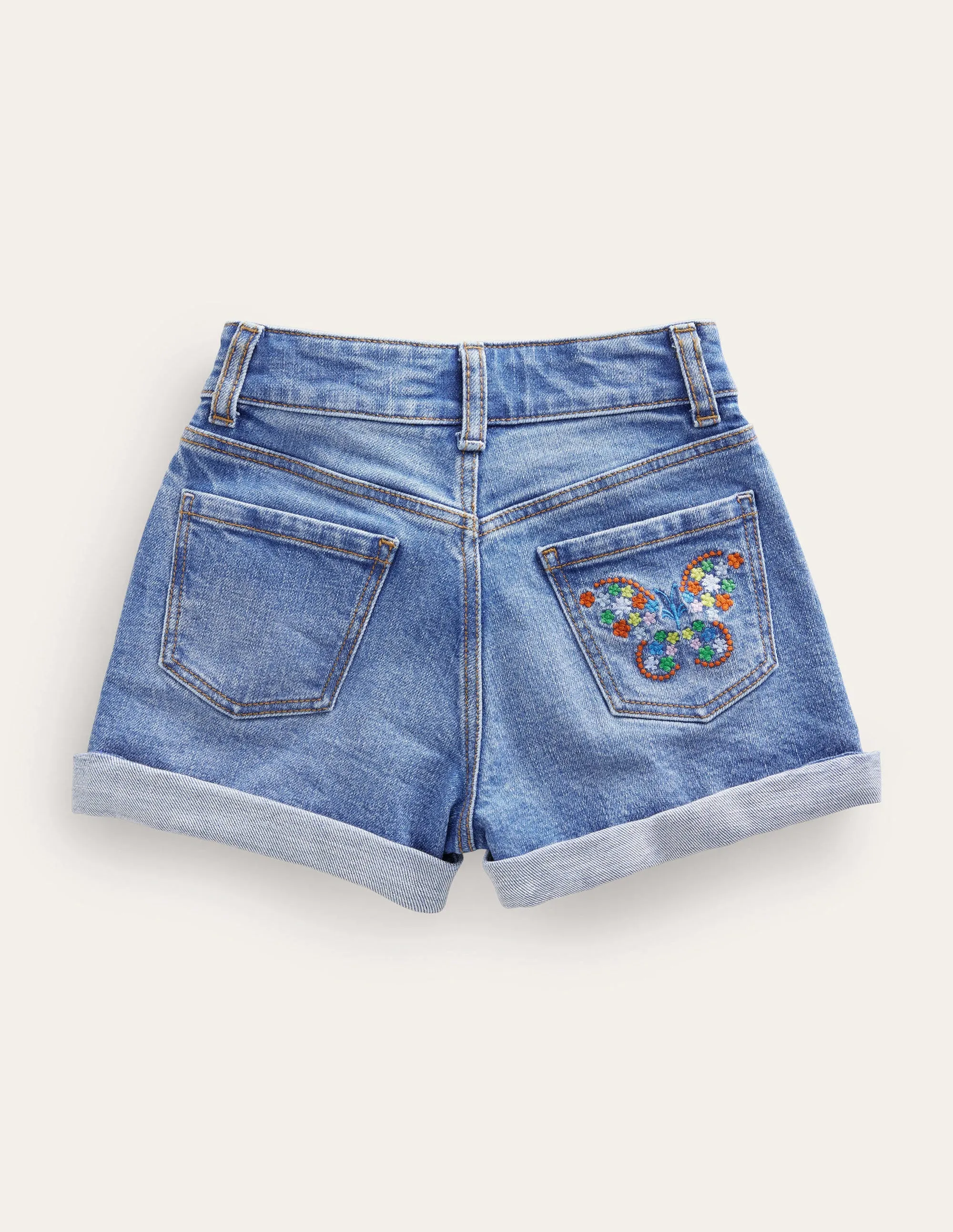 Denim Shorts-Light Vintage Flowers