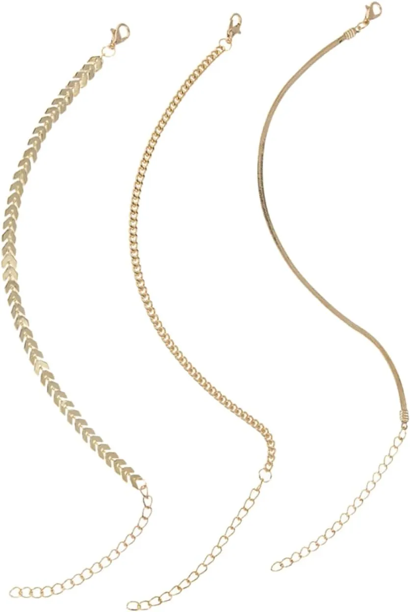 Didiseaon 3Pcs Hollow Foot Chains Elegant Layered Ankle Jewelry for Women Beach Anklet Bracelet for Casual and Special Occasions