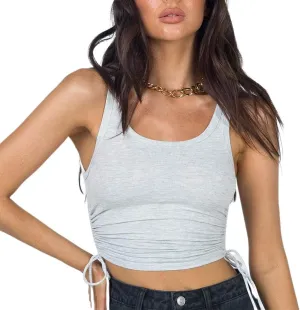 DREAM SLIM-Women's Sleeveless Ruched Ribbed Crop Tank Top-Workout Racerback Crop Tops Camisole Blouses