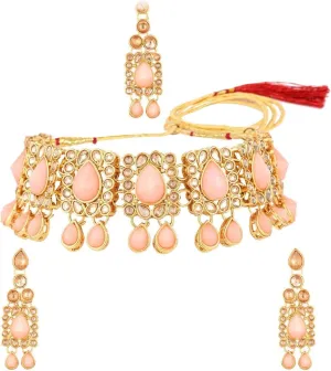 Efulgenz Mothers Day Indian Jewelry Sets for Women Bollywood Jewelry Indian Jewelry Choker Kundan Crystal Necklace Earrings Maang Tikka Head Chain Bollywood Wedding Bridal Set
