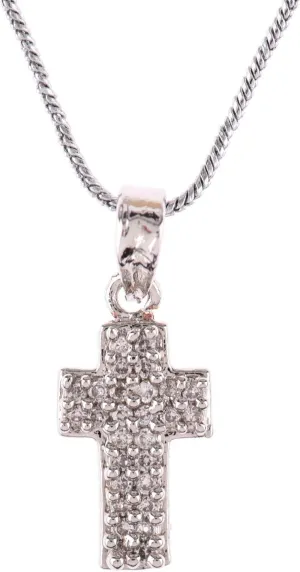 Efulgenz Oxidized Silver Jewelry Cubic Zircon Cross Pendant Chain Necklace Cz Jewelry Gift for Women
