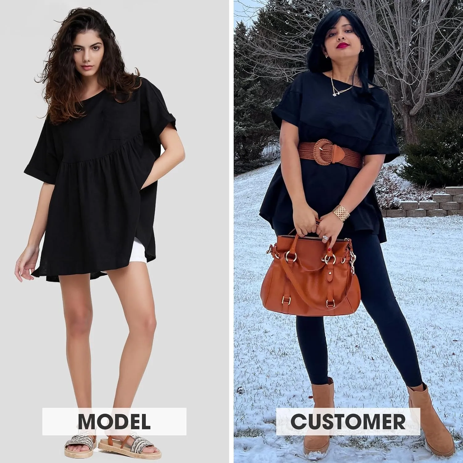 EXLURA Womens Short Sleeve Summer Tops Casual Loose Maternity Babydoll Peplum Tops Oversized Shirts Tunic 2025