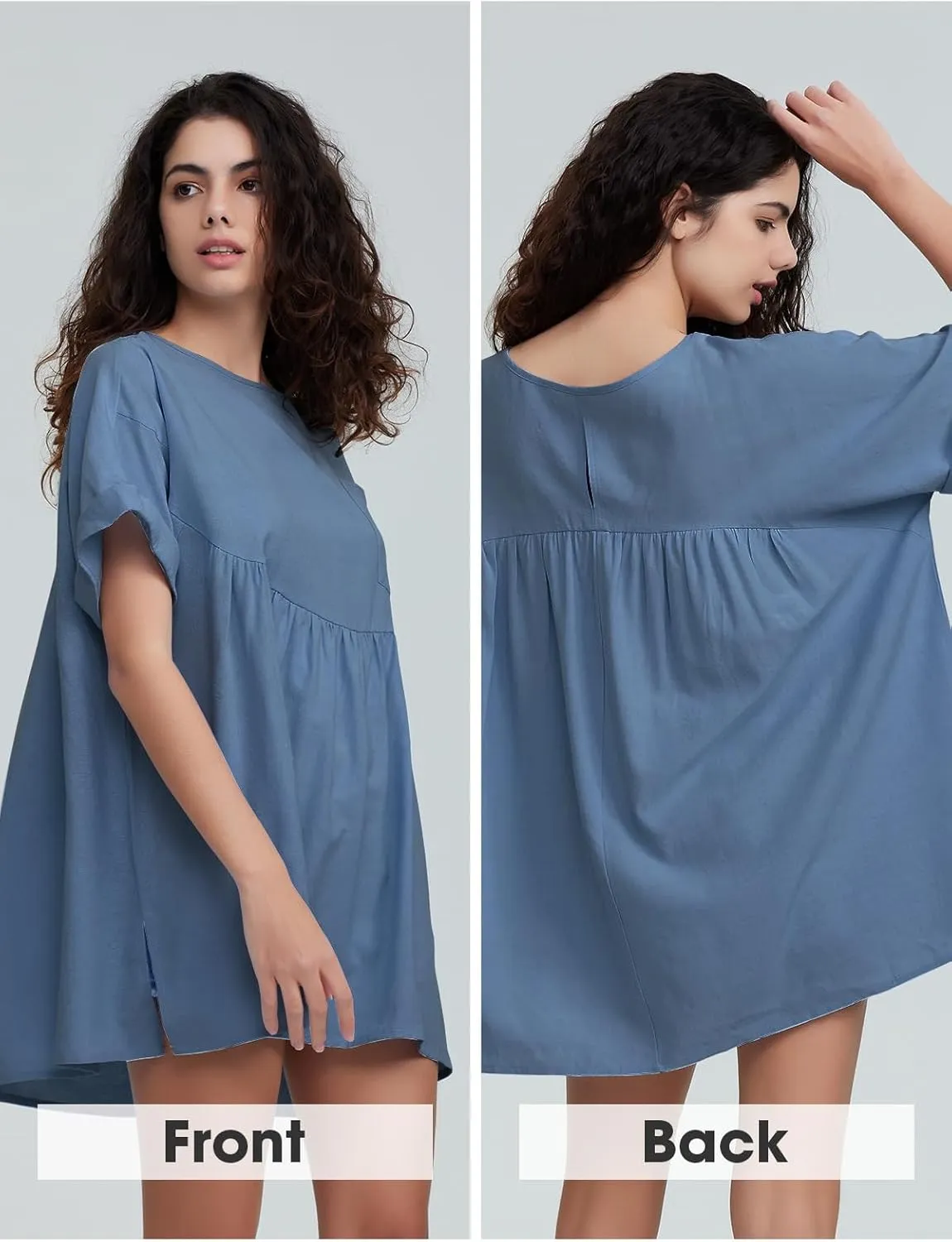 EXLURA Womens Short Sleeve Summer Tops Casual Loose Maternity Babydoll Peplum Tops Oversized Shirts Tunic 2025