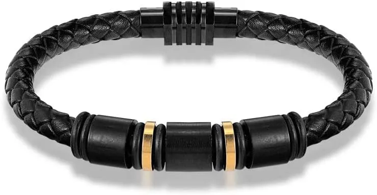 Fashion jewelry leather bracelet stainless steel leather woven bracelet simple leather bracelet men's leather jewelry
