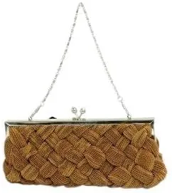 Fashion Woven Twill Framed Evening Wedding Prom Cocktail Party Clutch Purse (Brown)