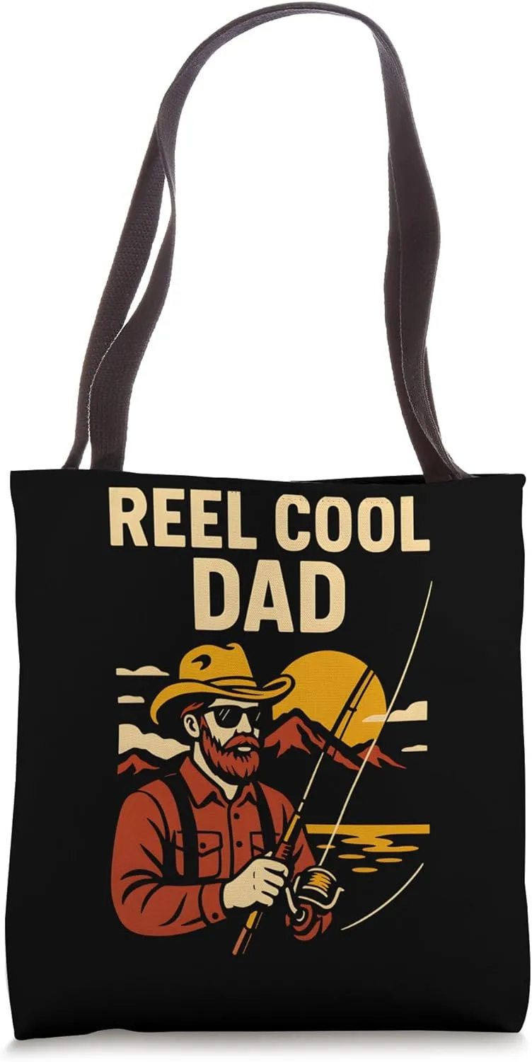 Father's Day Reel Cool Dad Fishing Men Tote Bag