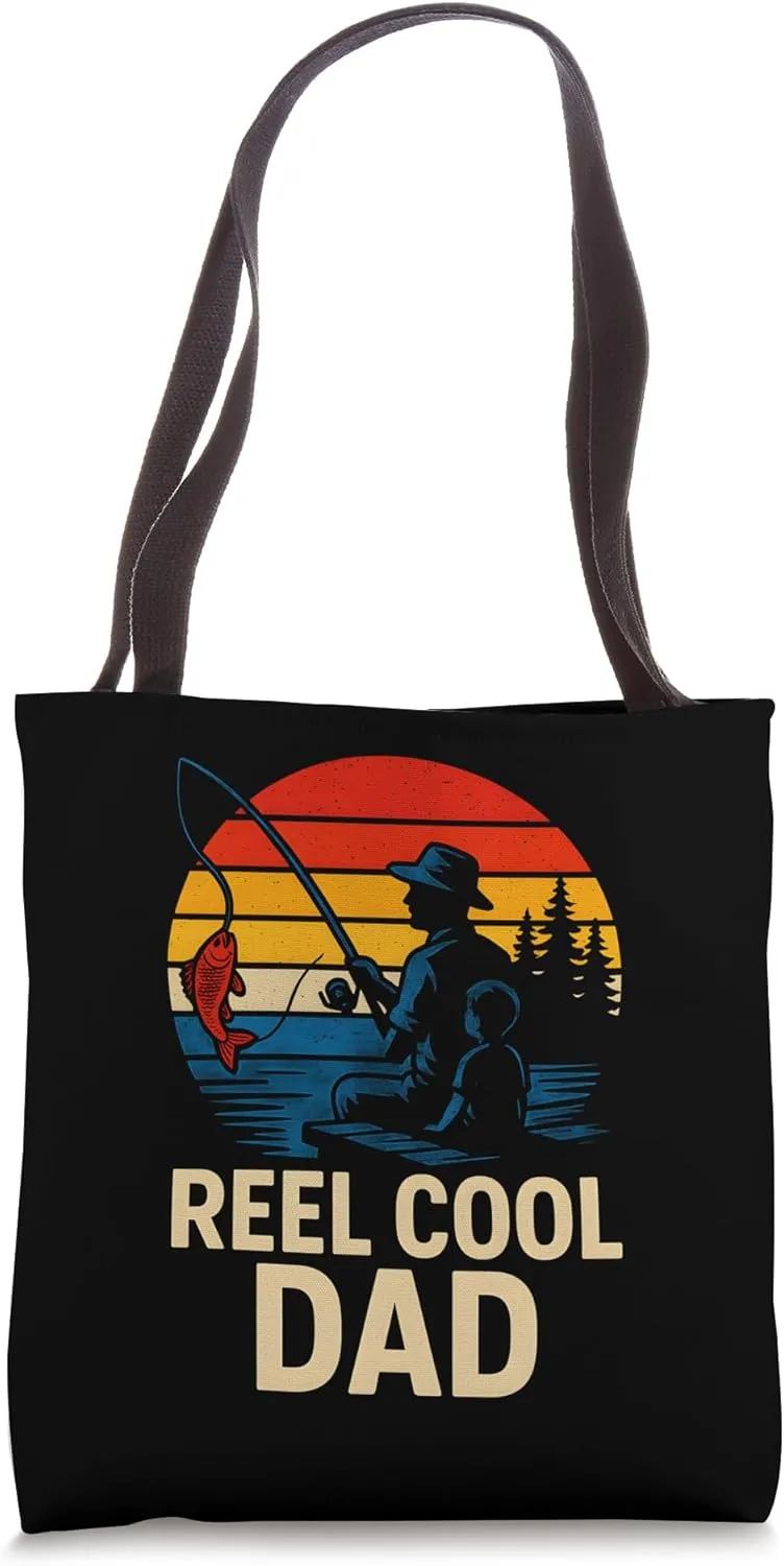 Father's Day Reel Cool Dad Fishing Tote Bag