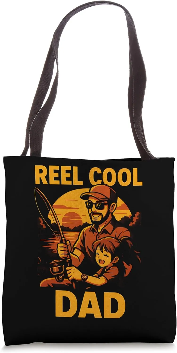 Father's Day Reel Cool Dad Fishing Tote Bag