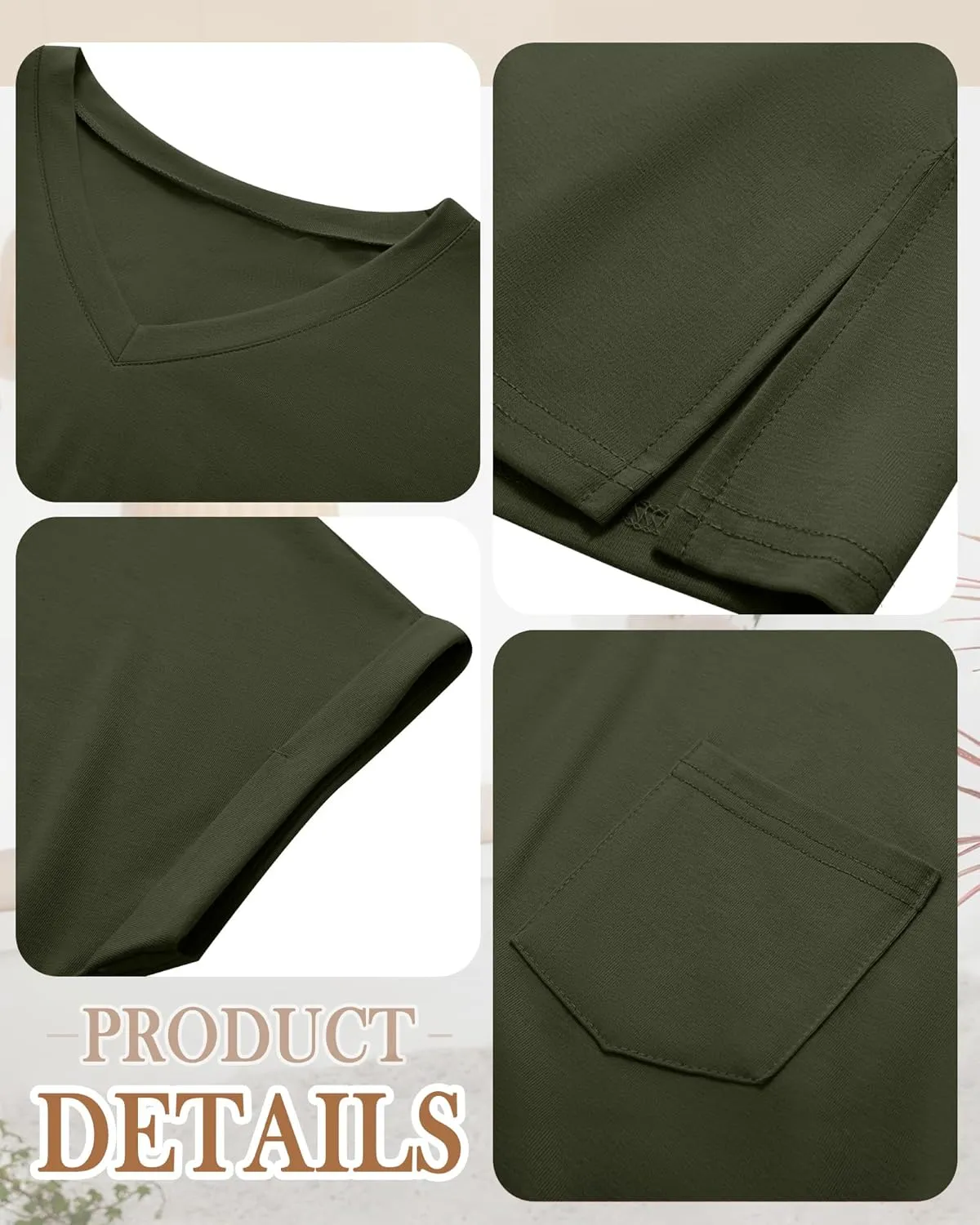 Ficerd 3 Pack Women's Plus Size T-Shirts, V Neck Short Sleeve Oversize Tunics Tops Sides Split Summer Loose Tees with Pockets