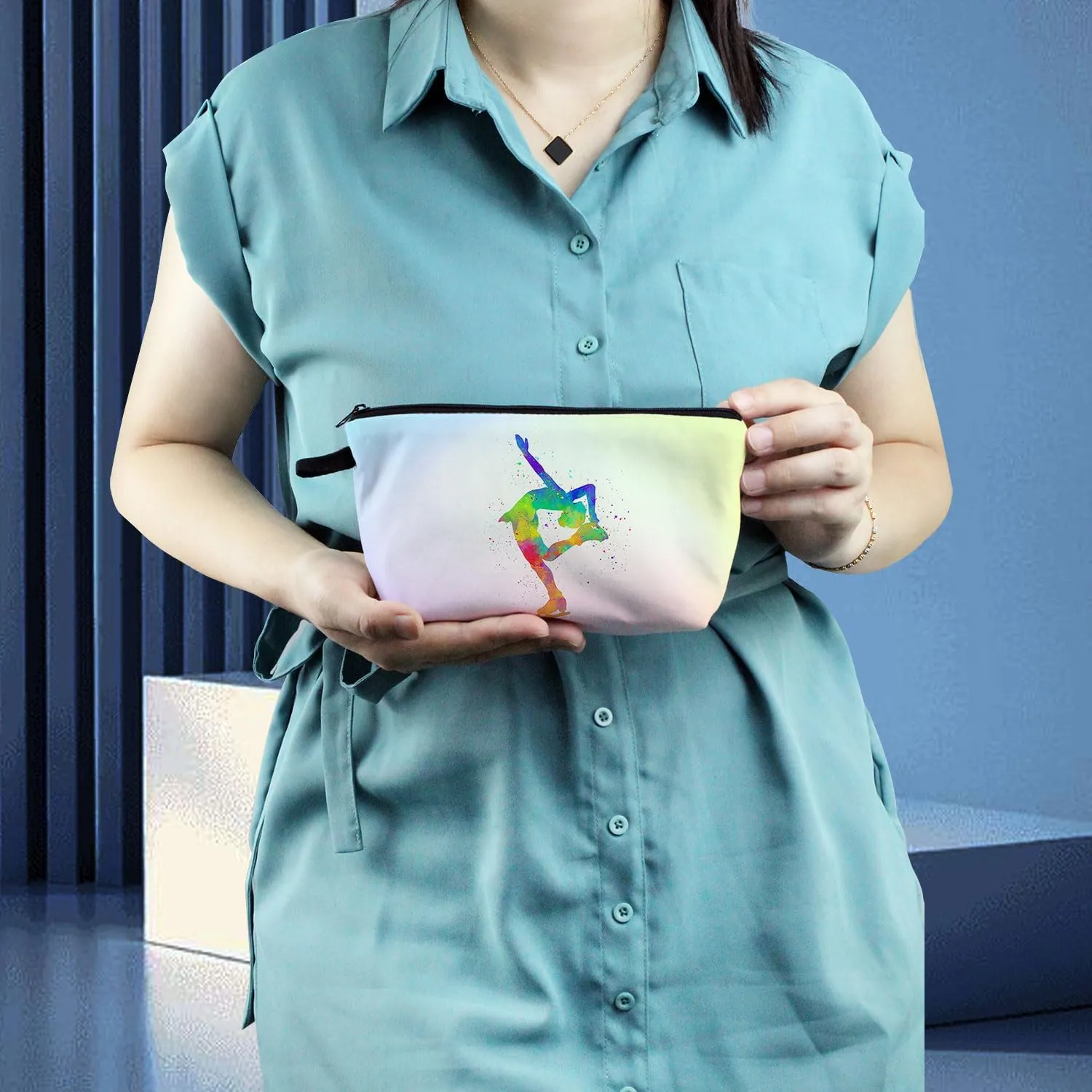 Figure Skating Makeup Bag - Cute Small Organizer Travel Toiletry Zipper Pouch - Cosmetic Bag Birthday Present for Skaters Coach Women