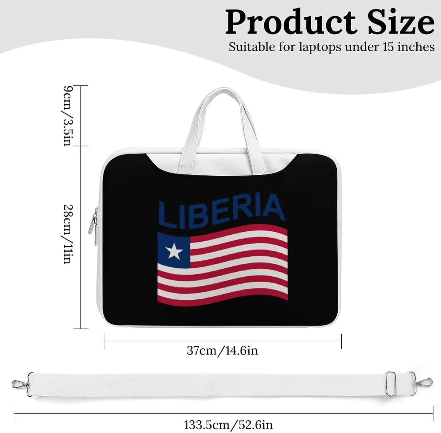Flag of Liberia Leather Bag Laptop Case Slim Water Resistant Computer Bags with Handle Briefcase for Work