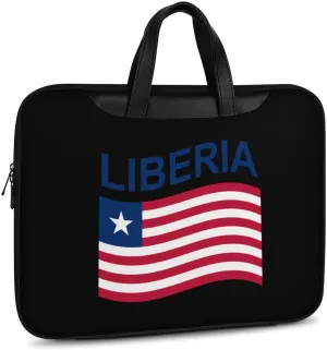 Flag of Liberia Leather Bag Laptop Case Slim Water Resistant Computer Bags with Handle Briefcase for Work