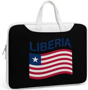 Flag of Liberia Leather Bag Laptop Case Slim Water Resistant Computer Bags with Handle Briefcase for Work