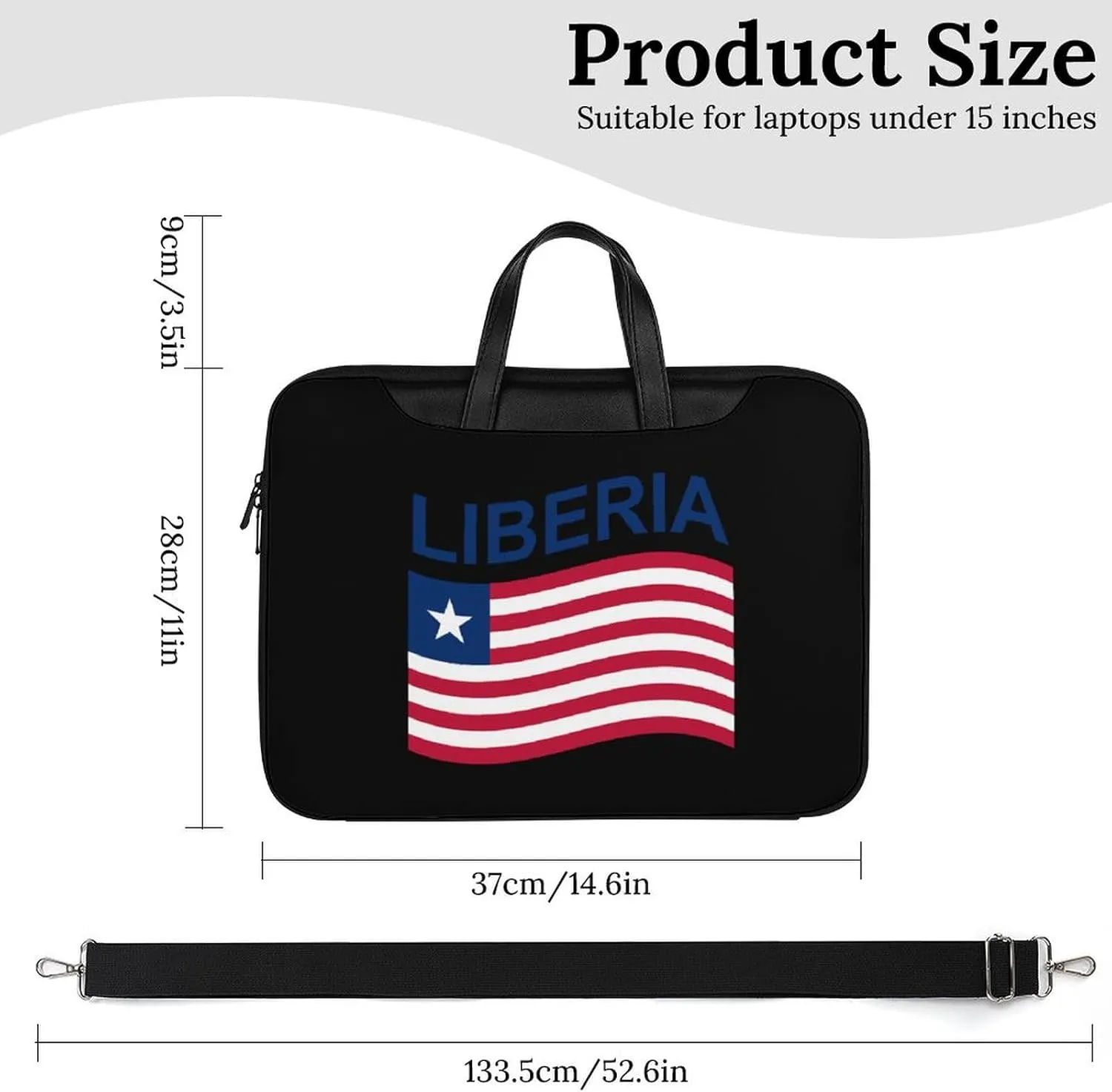 Flag of Liberia Leather Bag Laptop Case Slim Water Resistant Computer Bags with Handle Briefcase for Work