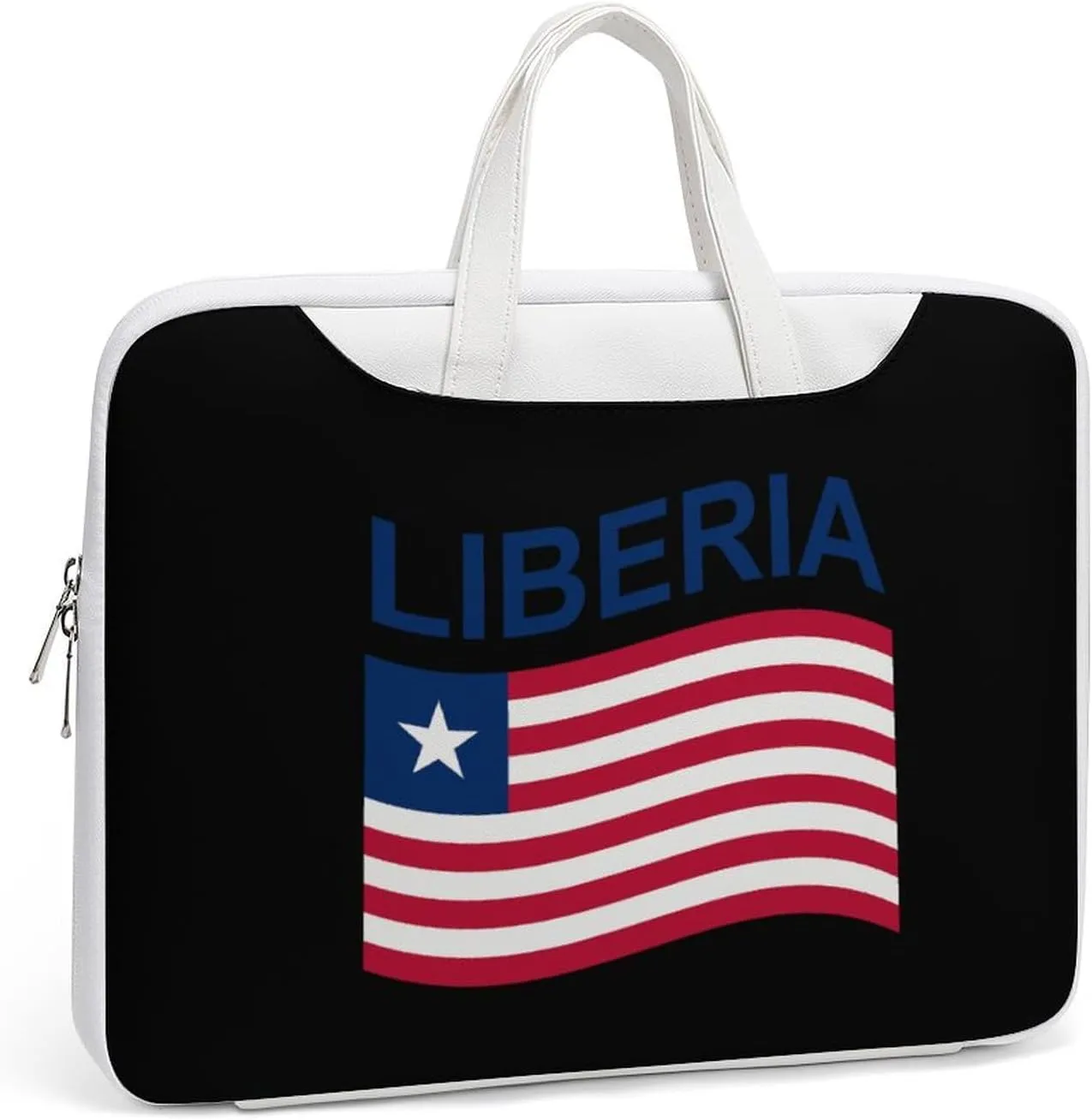 Flag of Liberia Leather Bag Laptop Case Slim Water Resistant Computer Bags with Handle Briefcase for Work