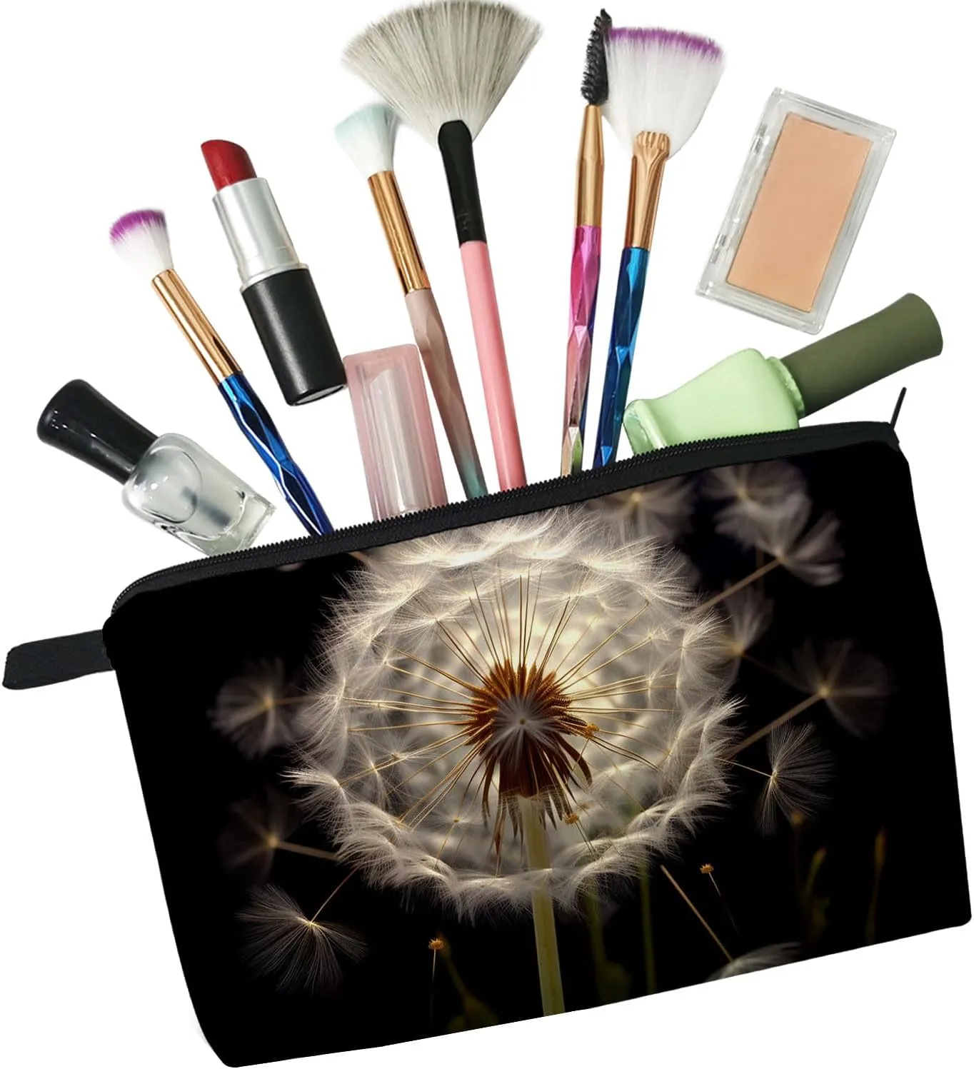 Floral Gift Dandelion Makeup Bag Cute Small Makeup Organizer Bag Travel Toiletry Zipper Pouch Birthday Christmas Dandelion Gifts Dandelion Cosmetic Bag Gift for Women Girls Friends