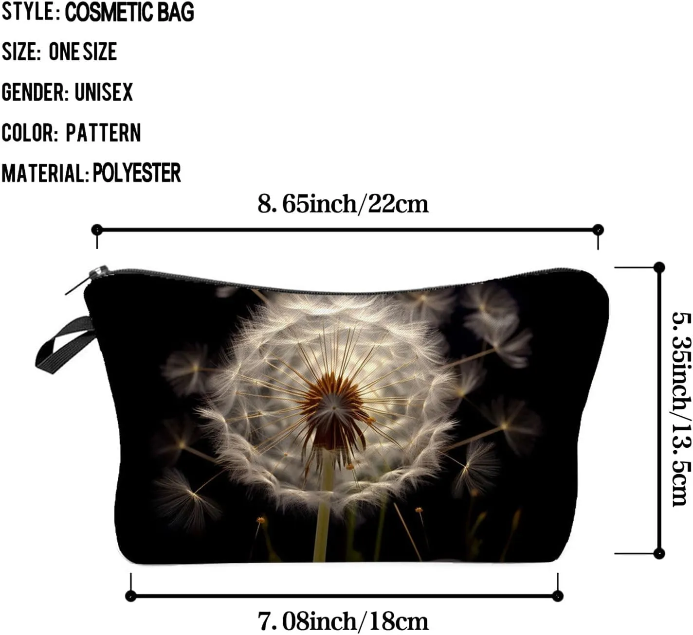 Floral Gift Dandelion Makeup Bag Cute Small Makeup Organizer Bag Travel Toiletry Zipper Pouch Birthday Christmas Dandelion Gifts Dandelion Cosmetic Bag Gift for Women Girls Friends