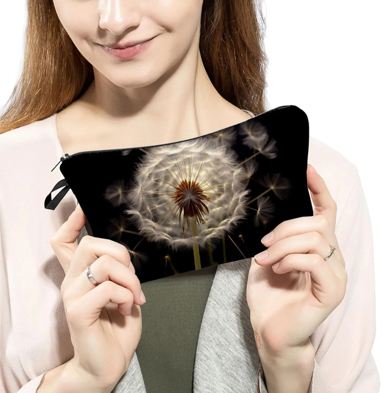 Floral Gift Dandelion Makeup Bag Cute Small Makeup Organizer Bag Travel Toiletry Zipper Pouch Birthday Christmas Dandelion Gifts Dandelion Cosmetic Bag Gift for Women Girls Friends