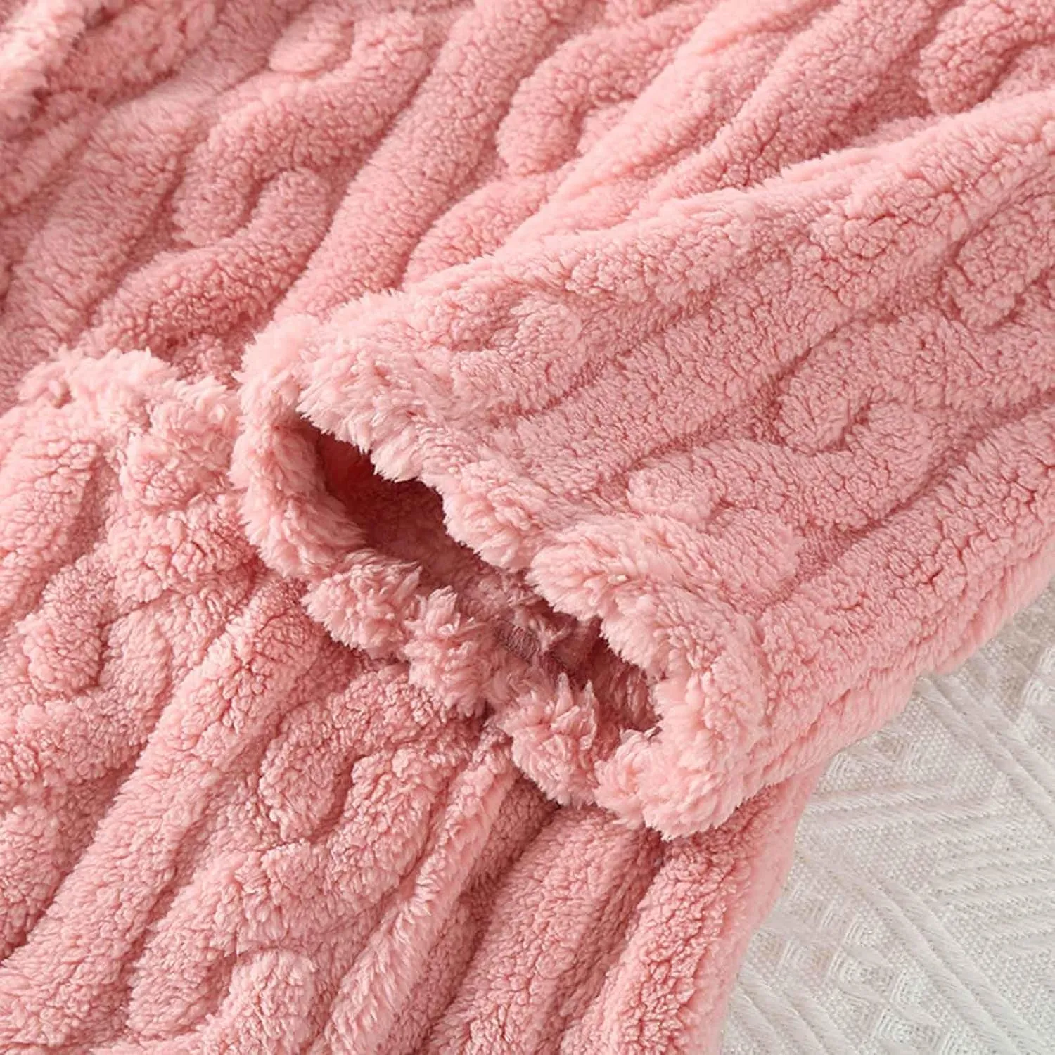Fluffy Cable Knit Robe for Women Plush Soft Long Bathrobe Front Button Cardigan Comfy Housecoat Lounge Nightwear
