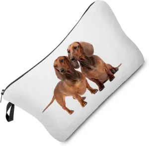 Funny Dachshund Makeup Bag Cute Small Organizer Bag Travel Toiletry Zipper Pouch Puppy Present Cosmetic Bag for Dachshund Lovers Dachshund Mom Women Friends Sisters