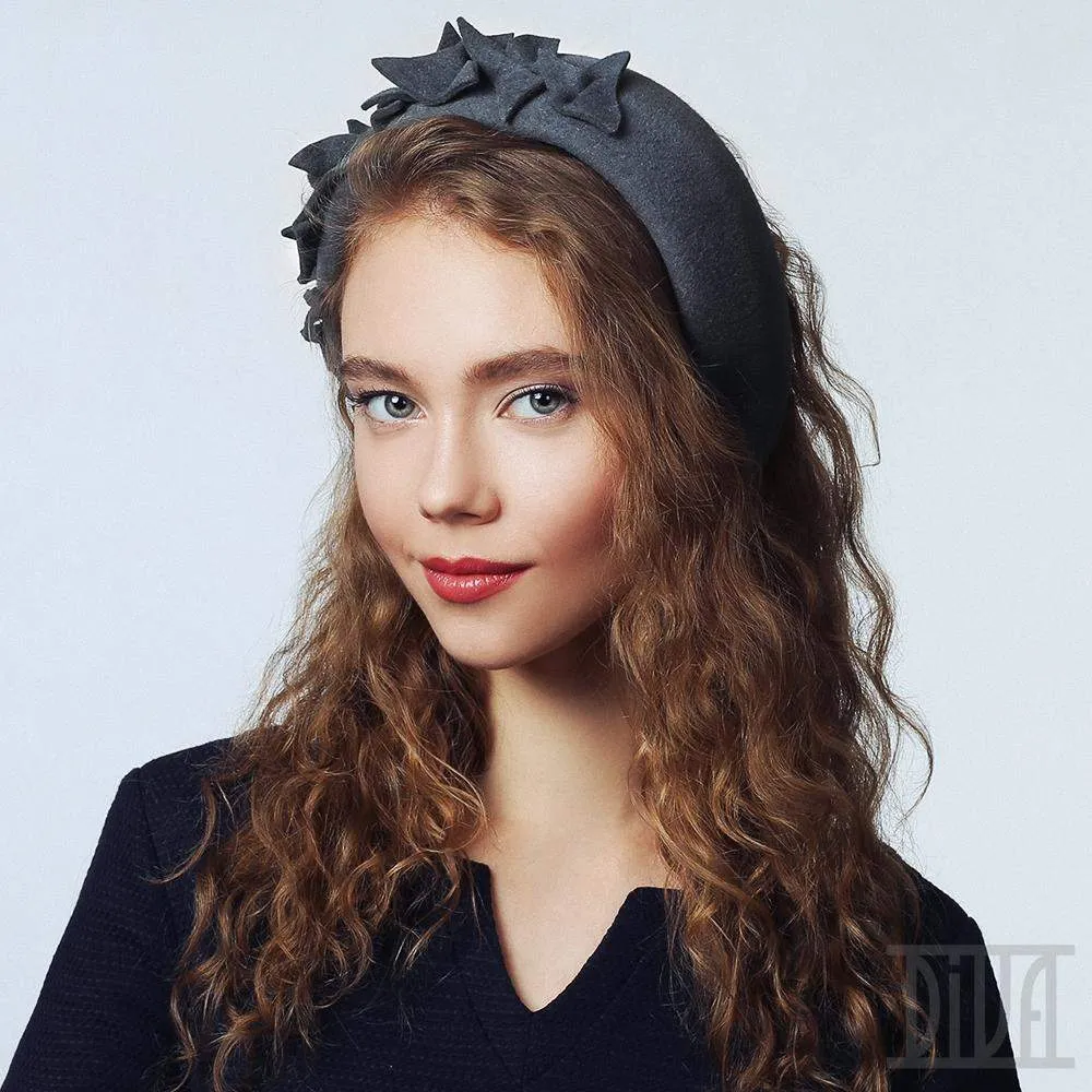 Fur felt headband with original felt trim Winter headwear