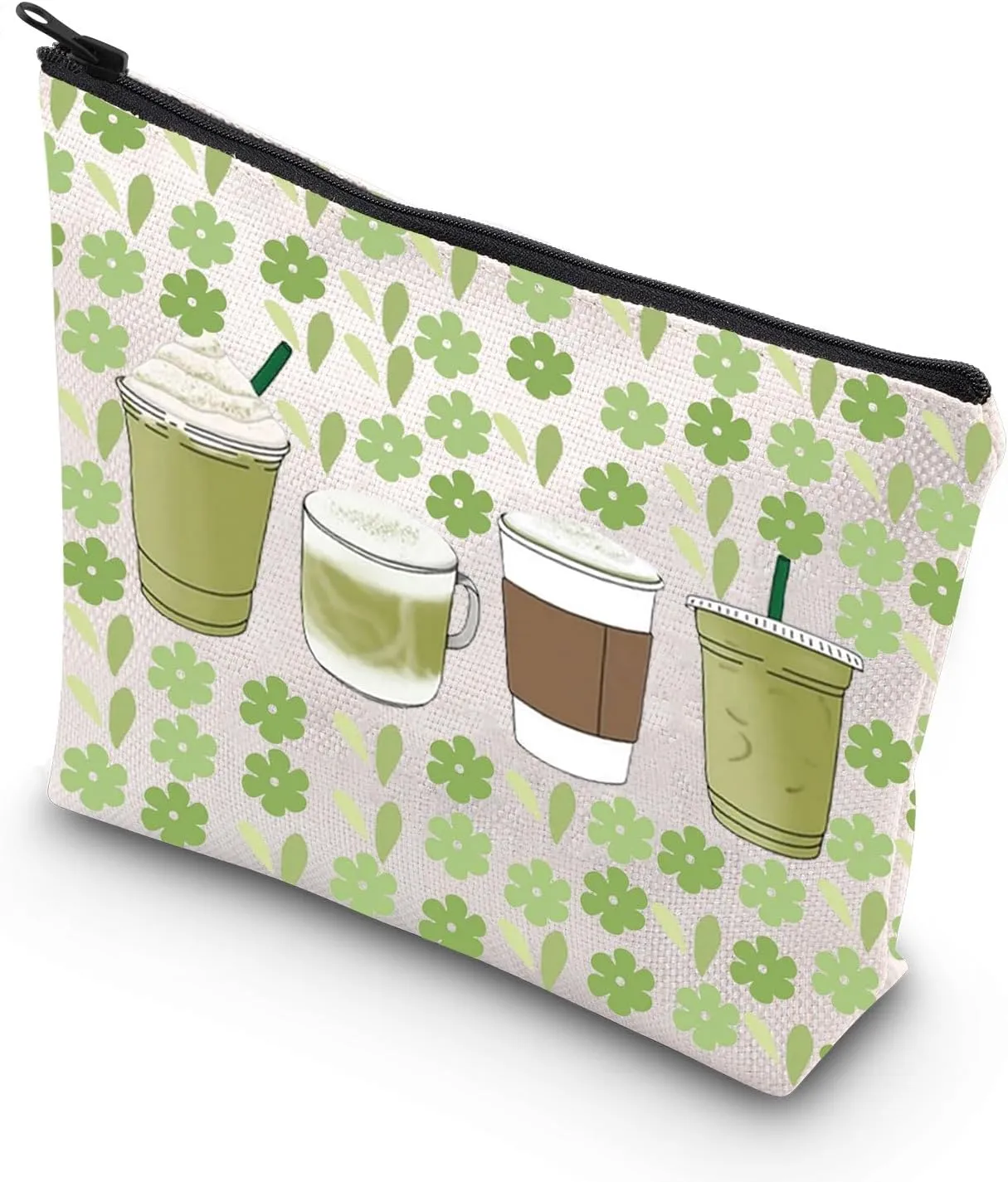 G2TUP Matcha Makeup Bag Matcha Latte Lover Gift Matcha Green Tea Gifts Matcha Drink Lover Zipper Pouch (Green Matcha)