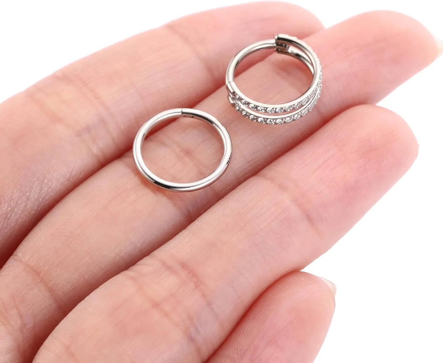 GAGABODY Conch Piercing Jewelry 16g Septum Jewelry Conch Hoop Daith Earrings Surgical Steel Clicker Hoop CZ Lip Rings with CZ Helix Rook Cartilage Piercing Jewelry