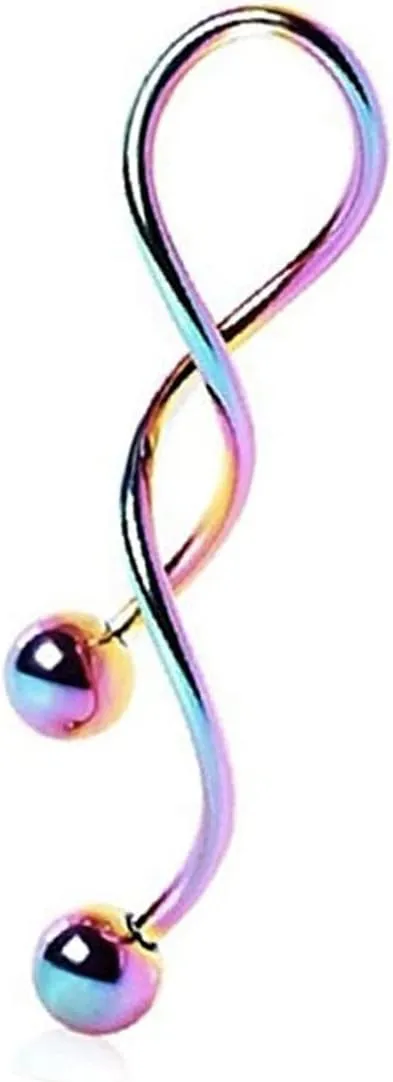 Gay & Lesbian Pride Anodized Rainbow Twisted Belly Ring. LGBTQ Jewelry Barbell Body Jewelry/Navel Rings