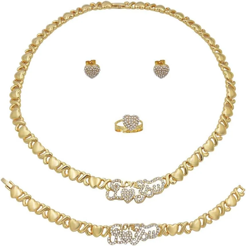 Giffor Jewelry Sets for Women 14K Gold Filled Necklace and Earrings Gifts Bracelets Wedding Jewelry