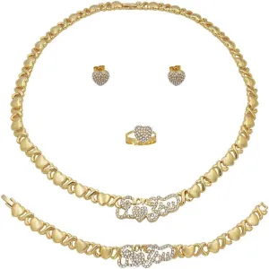 Giffor Jewelry Sets for Women 14K Gold Filled Necklace and Earrings Gifts Bracelets Wedding Jewelry