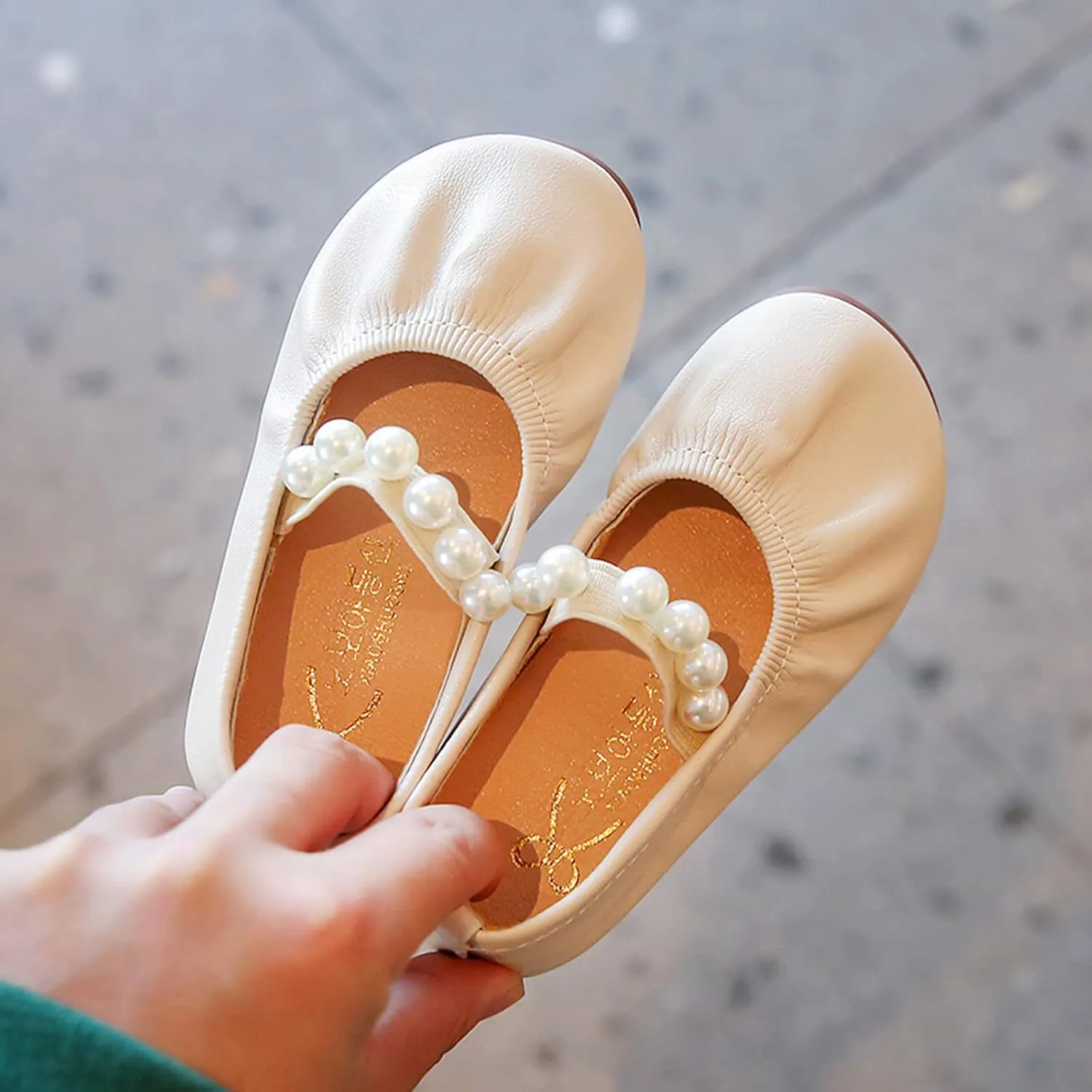 Girls Ballet Flat Toddler Dress Shoes Mary Jane Princess Flower Girls Pearl Strap Wedding Pary School Shoes