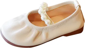 Girls Ballet Flat Toddler Dress Shoes Mary Jane Princess Flower Girls Pearl Strap Wedding Pary School Shoes