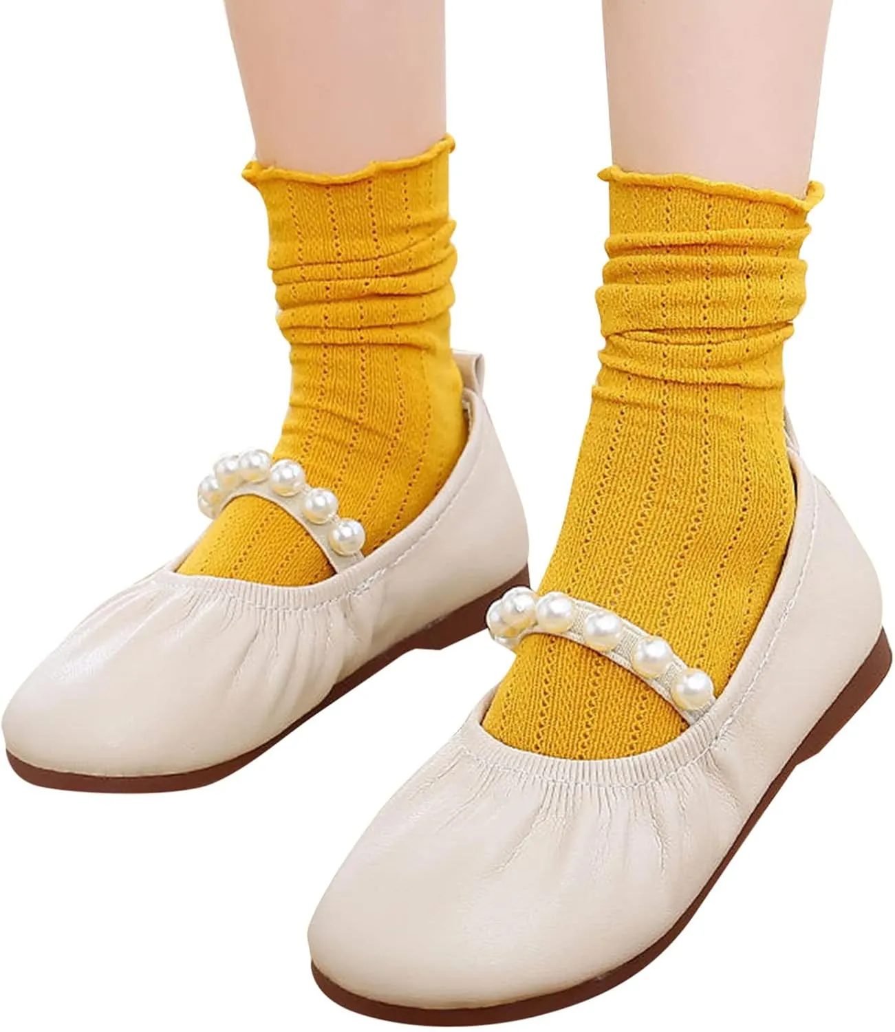Girls Ballet Flat Toddler Dress Shoes Mary Jane Princess Flower Girls Pearl Strap Wedding Pary School Shoes
