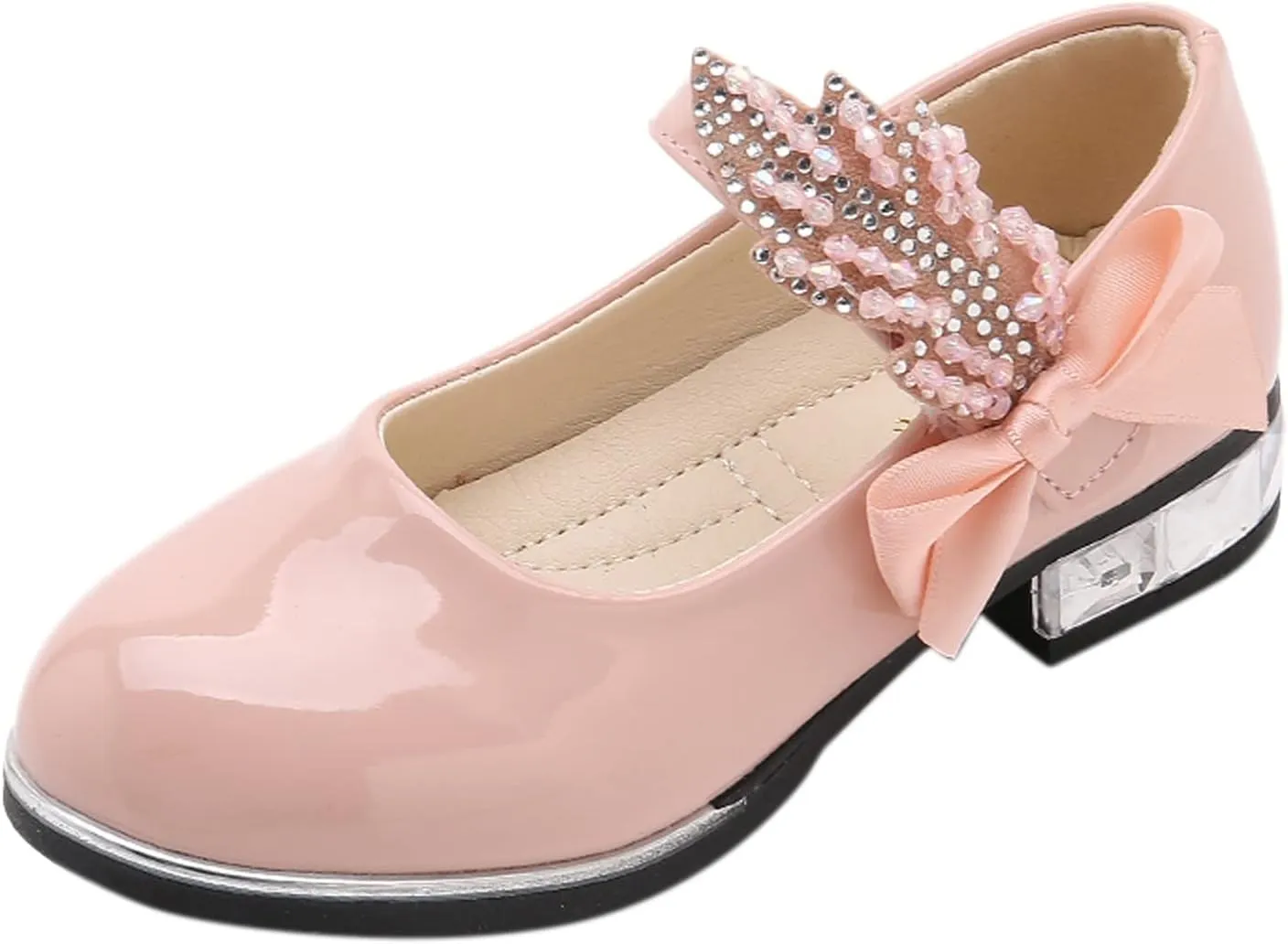 Girls Dress Shoes Wedding Bowknot Shoes Princess School Shoes Low Heel Pointed Toe Dress Shoes for Kids Toddler
