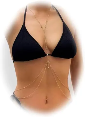 Gold Body Chain Jewelry for Women Sexy Body Chain Bra Bikini Beach Body Necklace Jewelry