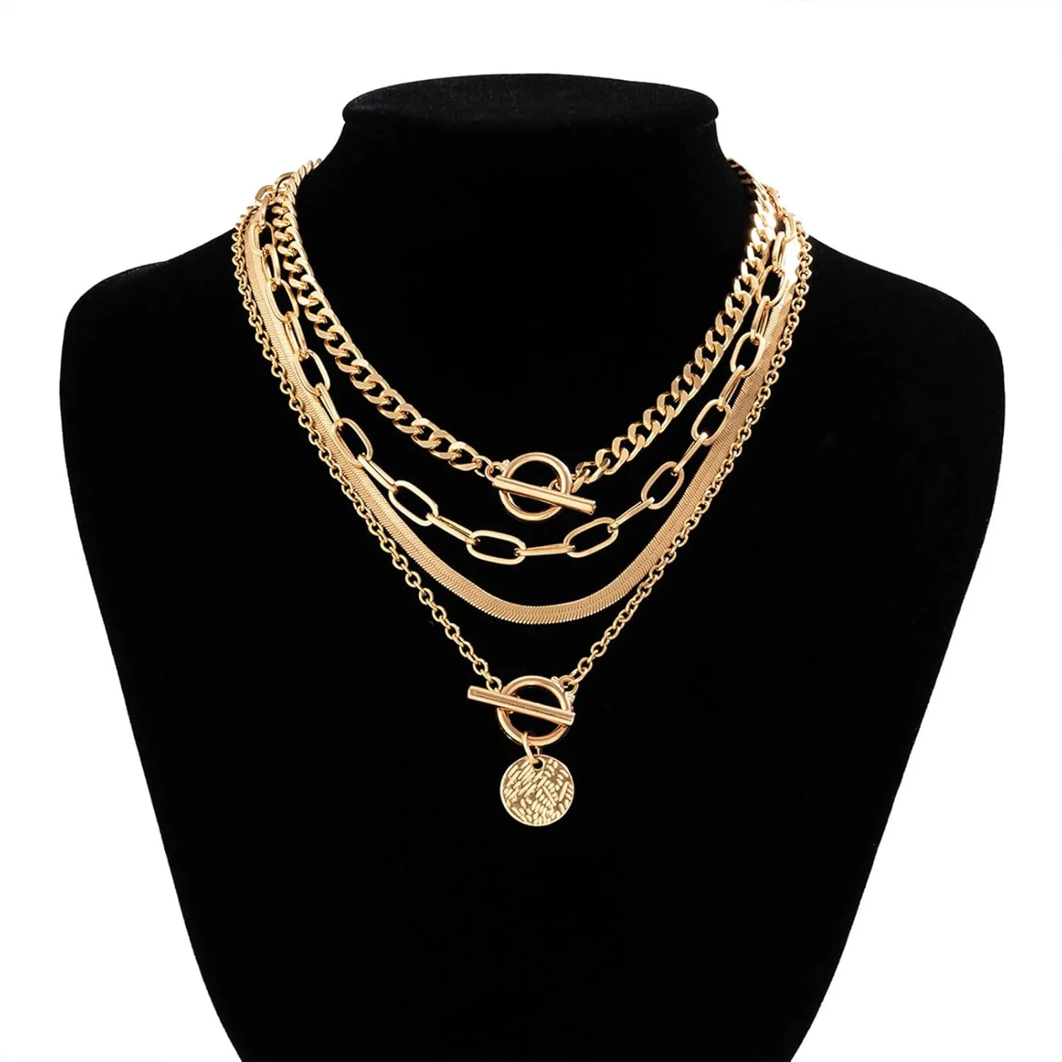 Gold Layered Necklaces for Women Chunky Heart Necklace Stack Dainty Gold Coin Necklace for Women 2025