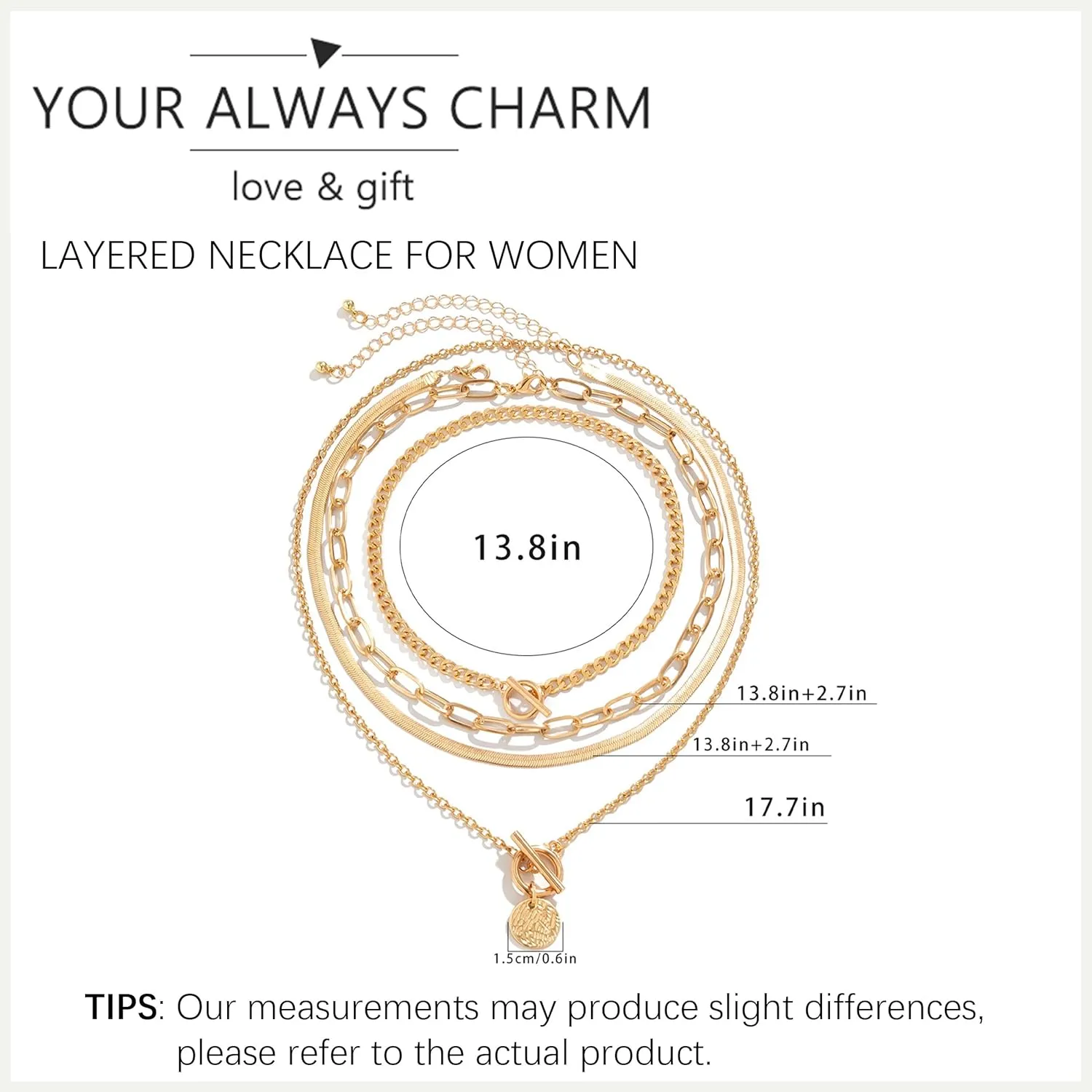 Gold Layered Necklaces for Women Chunky Heart Necklace Stack Dainty Gold Coin Necklace for Women 2025