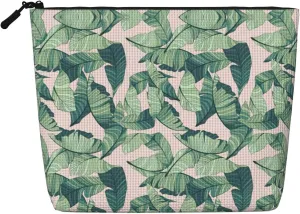 green palm tree leaves Print Cosmetic Bags for Women Large Capacity Purse Travel Toiletry Zipper Storage Pouch