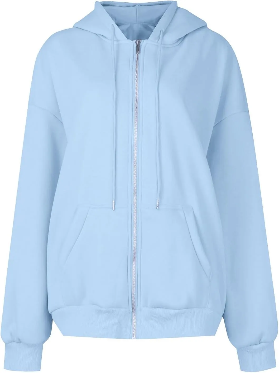 Gumipy Women Zip Up Hoodie Pullover Fleece Drawstring Oversized Sweatshirt Hoodies Long Sleeve Y2K Hoodie with Pockets