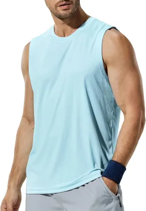 Haimont Men's Workout Tank Top Dry Fit UPF 50 Sleeveless Muscle Tee Shirts for Swim, Running, Hiking, Beach