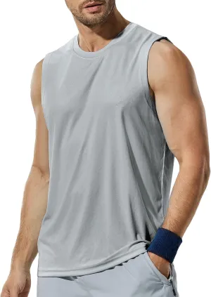Haimont Men's Workout Tank Top Dry Fit UPF 50 Sleeveless Muscle Tee Shirts for Swim, Running, Hiking, Beach